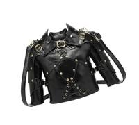 KAHDGSS Medieval Armour - Bolso cruzado para mujer, de piel sintética, estilo retro, con cadena desmontable, Black, One Size