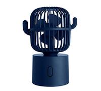 KAHDGSS Mesa de mano recargable de cactus con rotación automática de 80 grados, 3 velocidades, para habitación, hogar, oficina, exteriores, viajes, ventilador de batería