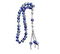 KAHDGSS Muslims Prayer Beads 33 Tasbih Ice Cracked Glass Rosary with Fringed Pendant Ethnic Islamics Bracelet for Daily Worship Prayer Bracelet