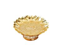 KAHDGSS Plato ceremonial con patas doradas con lotos, bandeja de ofrendas para templos, altares, bandeja decorativa para servir, cuenco religioso para templos
