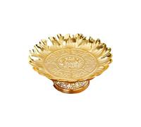 KAHDGSS Plato ceremonial con patas doradas con lotos, bandeja de ofrendas para templos, altares, bandeja decorativa para servir, cuenco religioso para templos
