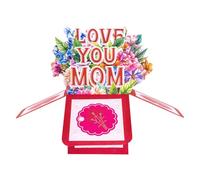 KAHDGSS Popup Flower Greeting Card Happy Mother's Day Invitation with Envelope Handmade Colorful Flowers Surprise Cards Paper