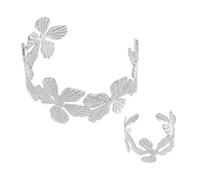 KAHDGSS Pulsera De Flores Ajustable 2 Piezas Y Anillos A Juego Conjunto Joyas Joyería Metal Resistente