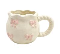 KAHDGSS Taza de café de cerámica hecha a mano con diseños únicos de lazos, taza de porcelana para el hogar, oficina, viajes, taza de cerámica con diseño de lazos