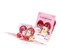 KAHDGSS Valentines Day and Anniversary Card 3D Picture Frame Animal Greeting Foldable Party Invitation with Envelope Greeting Card