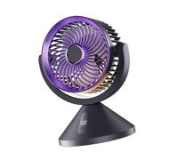 KAHDGSS Ventilador de circulación de aire con pantalla digital portátil, recargable por USB, luz nocturna, para oficina o hogar, escritorio portátil