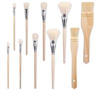 Kahdsvby 10 pinceles de pintura de pelo de cabra para pintar , cepillo dorado de piel suave para pintar, fácil de usar