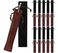 Kahdsvby 100 bolsas de terciopelo para bolígrafos, Cartuchera con cordón, 1.4 x 6.9 pulgadas, Café negro y marrón, moderno