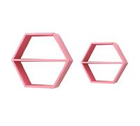 Kahdsvby Estantería hexagonal de 2 piezas, estantes de nido de abeja, estante de almacenamiento hexagonal, estante montado, color rosa