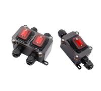 Kahdsvby Interruptor de cable en línea impermeable IP67, 2 unidades, 12 20 A, DPST, interruptor basculante para exteriores, con botón basculante de luz roja, duradero, fácil de usar