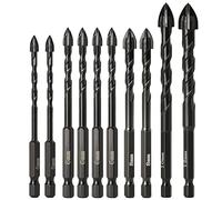Kahdsvby - Juego de 10 brocas multifuncionales para azulejos de cerámica, hexagonal, tornillo, taladro triangular, hexagonal negro