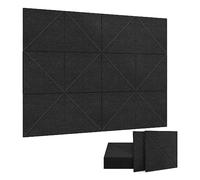Kahdsvby Paquete de 12 paneles acústicos, 12 x 12 placas de aislamiento acústico, placas acústicas de pared y techo, color negro, fáciles de instalar