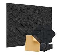 Kahdsvby Paquete de 12 paneles de pared insonorizados, 12 x 12 x 0,4, autoadhesivos, absorbentes de sonido, para estudio de grabación, oficina, color negro
