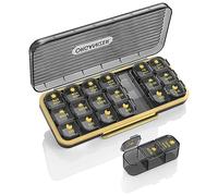Kahdsvby Pastillero organizador de pastillas para 7 días, 3 veces al día, caja organizadora semanal de vitaminas + 7 recipientes separados, color negro