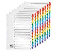 KAHEIGN 10 Piezas Divisores de Archivos A4, 1-12 Parte Numerada Divisores de Sujeto A4 con Pestañas de Color Reforzadas Perforadas de 11 Agujeros para La Oficina Doméstica