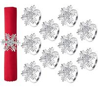 KAHEIGN 10 Piezas Servilleteros Navideños, Plata Copo de Nieve Servilleteros Hebilla de Servilleta de Navidad con Diamantes de Imitación por Navidad Acción de Gracias Mesa Decoración (4,5cm x 4,5cm)