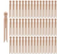 KAHEIGN 100 Piezas Clavijas de Madera para Muñeca, 11CM Clavijas de Carro de Color de Madera Natural para Hacer Muñecas y Manualidades - Pinzas para Ropa para Línea de Lavado Ropa Colgante