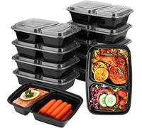 KAHEIGN 12 Piezas 2 Compartimentos Contenedores de Preparación de Comidas, 1000ml Reutilizable Bandejas de Almacenamiento De Alimentos de Plástico Sin BPA Contenedor de Delicatessen a Prueba de Fugas