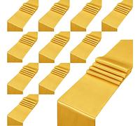 KAHEIGN 12 Piezas Camino de Mesa Satinado, 30CM x 275CM Oro Camino de Mesa Largo de Seda Satinada para Decoración de Silla Mesa de Boda Banquete Graduaciones Cumpleaños Fiesta