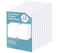 KAHEIGN 12 Piezas Hojas de Acrílico Transparente, 25cm x 20cm Hojas de Plástico de Plexiglás Transparente Tablero Acrílico con Película Protectora para Proyectos de Exhibición, Marco de Fotos