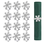 KAHEIGN 12 Piezas Servilleteros Navideños, Plata Copo de Nieve Servilleteros Hebilla de Servilleta de Navidad con Diamantes de Imitación por Navidad Acción de Gracias Mesa Decoración (4,5cm x 4,5cm)