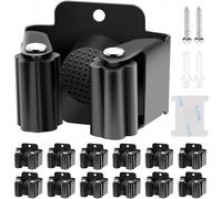 KAHEIGN 12 Piezas Soportes para Escobas de Acero Inoxidable, Gancho para Fregona Montado en Pared Organizador para Herramientas con Antideslizante Engranaje para Cocina, Baño, Armario, Jardín, Garaje