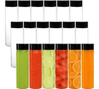 KAHEIGN 13 Piezas Botellas de Jugo de Plástico Pet Transparente, 13,6 Oz (400 Ml) Botellas de Bebida de Batido Vacías con Tapas para Jugo de Agua Leche Bebidas Caseras