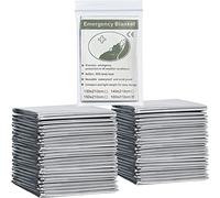 KAHEIGN 14 Piezas Manta de Lámina de Emergencia, 160CM x 210CM Manta Térmica de Emergencia Mylar Película de Lámina Plateada Altamente Reflectante Mantas de Supervivencia para Acampar Aire Libre