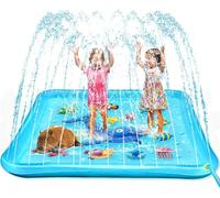 KAHEIGN 170CM Cuadrado Splash Pad para Verano, Ballena Cangrejo Estrella de Mar Pez Alfombra Con Aspersor Verano Jardín Exterior Juguetes Acuáticos Chorro de Agua Para Niños Mascota Familia Actividade
