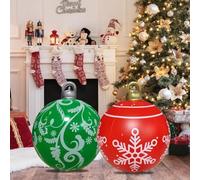 KAHEIGN 2 Piezas Bolas Inflables Gigantes de Navidad, 60CM Roja Verde Bola Decorativa Inflable Adorno Navideño de PVC para Navidad Interior Exterior Hogar Jardín Césped Patio Porche Decoración
