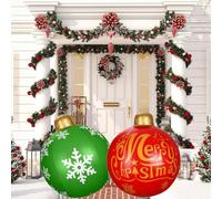 KAHEIGN 2 Piezas Bolas Inflables Gigantes de Navidad, 60CM Roja Verde Bola Decorativa Inflable Adorno Navideño de PVC para Navidad Interior Exterior Hogar Jardín Césped Patio Porche Decoración