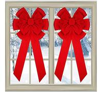 KAHEIGN 2 Piezas Lazo de Terciopelo Navideño, 90cm x 45cm Grande Arcos de Puerta Roja Arco del árbol de Navidad Arco de Corona de Navidad Envoltura para Árbol de Navidad Chimenea Puerta Principal