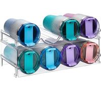 KAHEIGN 2 Piezas Organizadores para Botellas de Agua, 39CM x 21CM Estante Apilable para Vasos Soporte de Plástico para Botellas de Agua para Refrigerador Cocina Armario Vino Botella Taza Bebida