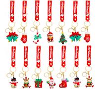 KAHEIGN 20 Piezas 3D Llaveros Navideños con Correa de Silicona para Muñeca, 10 Estilos Llavero Dibujos Navideño Papá Noel Muñeco de Nieve Árbol Oso Llavero para Navidad Regalos Fiesta Decoración