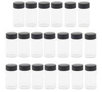 KAHEIGN 20 Piezas Viales de Vidrio Transparente, 20ml 2/3 Oz Muestra de Botellas de Vidrio con Tornillo de Plástico Tapa Negra Contenedor de Viales de Laboratorio Transparente
