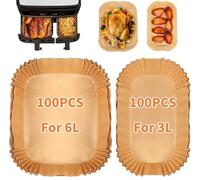 KAHEIGN 200 Piezas Forros Desechables de Papel para Freidoras de Aire Duales Philips de 6L y 3L, Papel Pergamino para Cookwise/Lakeland/Salter y Otras Freidoras de Aire con Cesta de 2 Cajones
