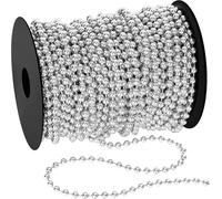 KAHEIGN 20M Guirnalda de Cuentas Navideñas, 8mm Cadena de Cuentas de Plástico Rollo de Hilos de Perlas Artificiales para Árbol de Navidad Festividades Bodas Bricolaje Decoración Suministros (Plata)
