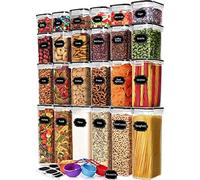 KAHEIGN 24 Piezas Contenedor Hermético de Almacenamiento de Alimentos, 4 Tamaño Contenedor de Almacenamiento de Cereales de Plástico Recipiente de Despensa con Tapas, Etiquetas, Marcador y Cuchara