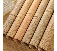 KAHEIGN 25 Hojas Papel de Navidad Regalo, 75 x 52cm Kraft Reciclado Papeles para Envolver Regalos Hojas de Papel de Navidad Regalo Periódico Vintage para Envolver Regalos de Bricolaje(5 Colores)