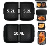 KAHEIGN 3 Piezas Molde de Silicona para Ninja Flex AF500EU Freidora de Air, 2 Piezas 5,2L + 1 Pieza 10,4L Revestimientos Reutilizables Grandes para Freidoras de Aire para Cajón AF500EU AF500EUCP