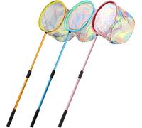KAHEIGN 3 Piezas Redes de Pesca para Niños, 95CM Red Telescópica para Mariposas Red para Hojas de Piscina Extensible de 68CM a 95CM - para Niños Atrapar Insectos Mariposas Peces Pájaros (3 Colores)