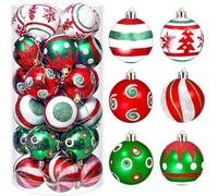 KAHEIGN 30 Piezas Bolas de Navidad, 6CM Blanco Rojo Verde Adornos de Bolas de Navidad Bolas Colgantes de Navidad Irrompibles para Navidad Árbol Festividades Hogar Navidad Fiesta Decoración (6 Estilos)