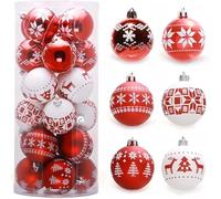 KAHEIGN 30 Piezas Bolas de Navidad, 6CM Rojo Blanco Adornos de Bolas de Navidad Bolas Colgantes de Navidad Irrompibles para Navidad Árbol Festividades Hogar Navidad Fiesta Decoración (6 Estilos)