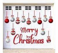 KAHEIGN 31 Piezas Imanes Navideños para Puerta de Garaje, 19CM Pegatina Magnética Merry Christmas con 13 Bolas Navideñas y Lazos para Navidad Garaje Puerta Refrigerador Coche Decoración (Plata Rojo)