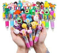 KAHEIGN 32 Piezas Bolígrafo de Dibujos Animados, 4 En 1 Bolígrafo Multicolor 10CM Lindo Bolígrafo Retráctil Bolígrafo de Punta Gruesa de 0,7mm para Estudiantes Niños Regalo Fiesta Bolsa Rellenos