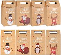 KAHEIGN 32 Piezas Kraft Cajas De Navidad Regalo, 4 Estilos Cajas De Papel Para Manualidades Reutilizables Para Regalos Galletas De Caramelo Envoltorio De Navidad (17.5 x 11 x 7cm)