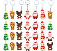 KAHEIGN 36 Piezas 3D Llaveros Navideños, 6 Estilos Llavero Navideño de Dibujos Animados Papá Noel Muñeco de Nieve Árbol de Navidad Oso Llavero Adorno para Navidad Regalos Fiesta Decoración