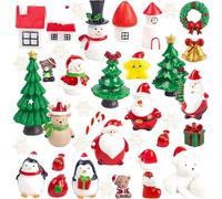 KAHEIGN 38 Piezas Figuras en Miniatura de Navidad, 4CM x 3CM Mini Resina Papá Noel Muñeco de Nieve Alce Árbol Copo de Nieve para Navidad Hada Jardín Muñecas Casa Mini Casa Fiesta Bricolaje Decoración