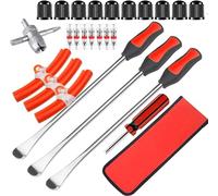 KAHEIGN 39 Piezas Herramienta de Palanca de Neumáticos, 3Pz 30CM Cucharas para Neumáticos con 3Pz Protectores de Llanta, 15Pz Tapas y Núcleos de Válvula, 1Pz Llave con Herramienta de Válvula de 4 Vías