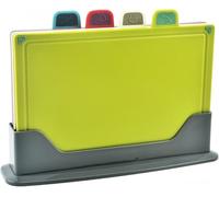 KAHEIGN 4 Piezas Tablas de Cortar de Plástico, 30CM x 20CM Tablas de Cortar Gruesas Antideslizantes Sin BPA Multicolores con Almacenamiento Soporte para Cocina Diferentes Tipos Alimentos (4 Colores)